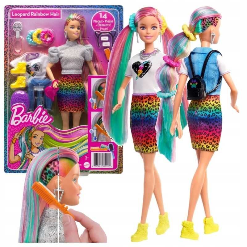 Mattel Lalka Barbie Fryzura kolorowa panterka GRN81