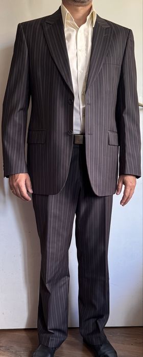 Garnitur Vistula brązowy wełniany w prążki 176/100/86