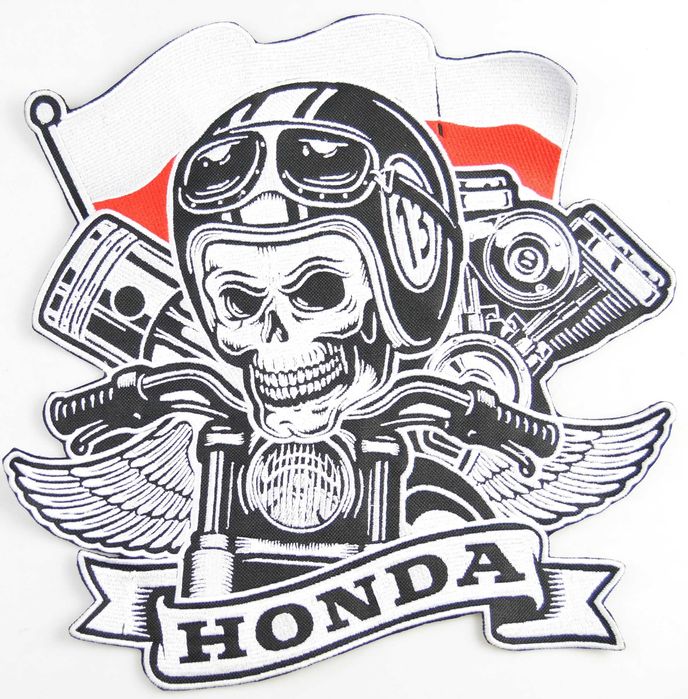 Naszywka motocyklowa czaszka z silnikiem