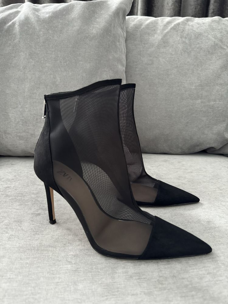 Zara каблуки сетка черные 40