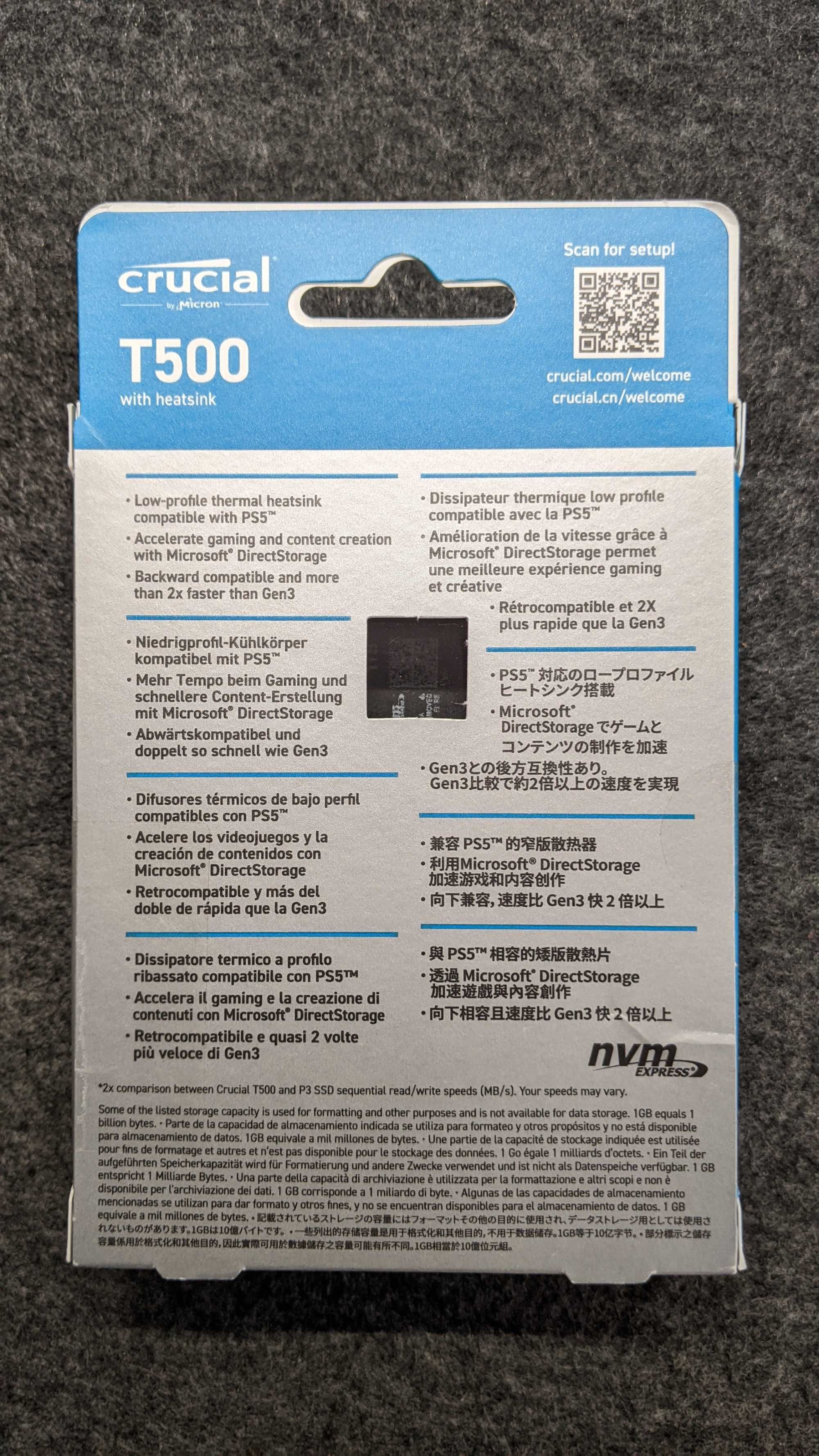 PS5 l SSD Crucial T500 1 ТБ l з радіатором l Gen4 I 7400/7000 МБ/с