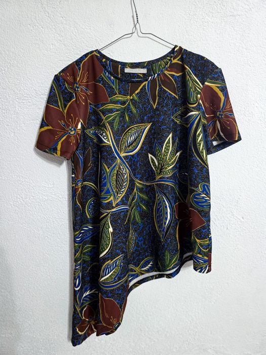 Asymetryczny tshirt w kwiaty Zara koszulka bluzka etno y2k