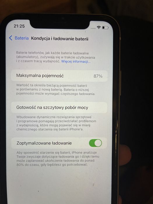 Iphone 11 biały, pudełko, kabel, etui, bateria 87%