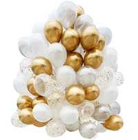 zestaw balony białe złote perłowe z konfetti 50szt komunia święta ślub
