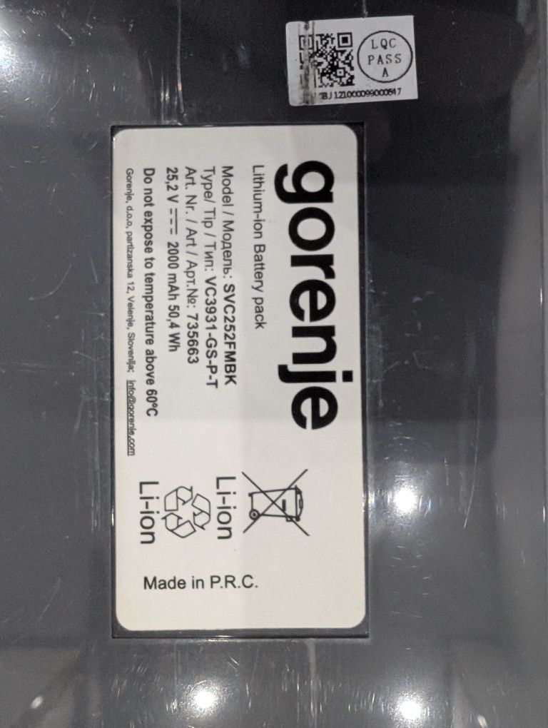 Odkurzacz bezprzewodowy pionowy Gorenje SVC252FMBK 25,2V nowy filtr