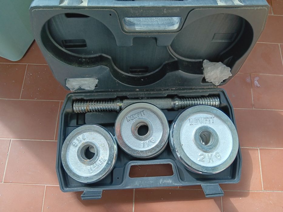 Mala de transporte 6Halteres para treino em casa NOVOS  10KG CADA MALA