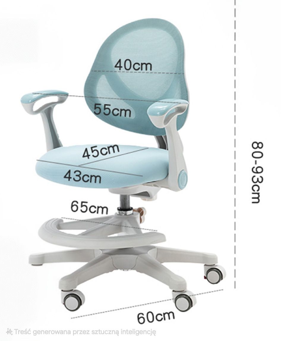 Krzesło biurkowe dla dziecka na kółkach niebieskie ergonomiczne