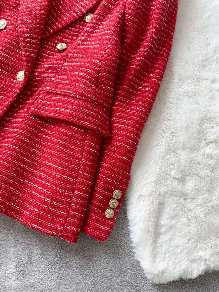 Червоний твідовий піджак Zara