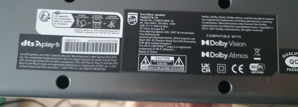 Soundbar Philips TAB8507B/10