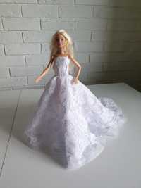 Ubranie dla lalki Barbie suknia ślubna