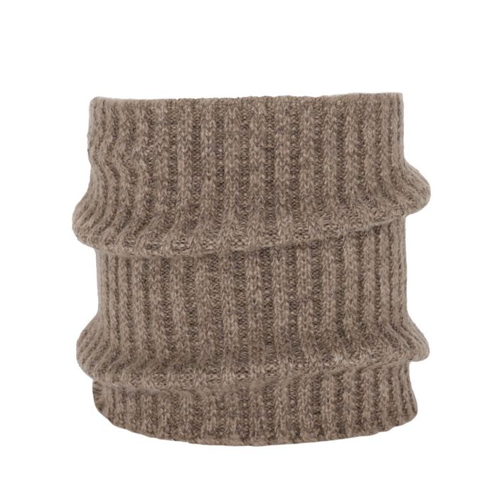 Komin zimowy męski, ciemnobeżowy, z wełną merino, Best