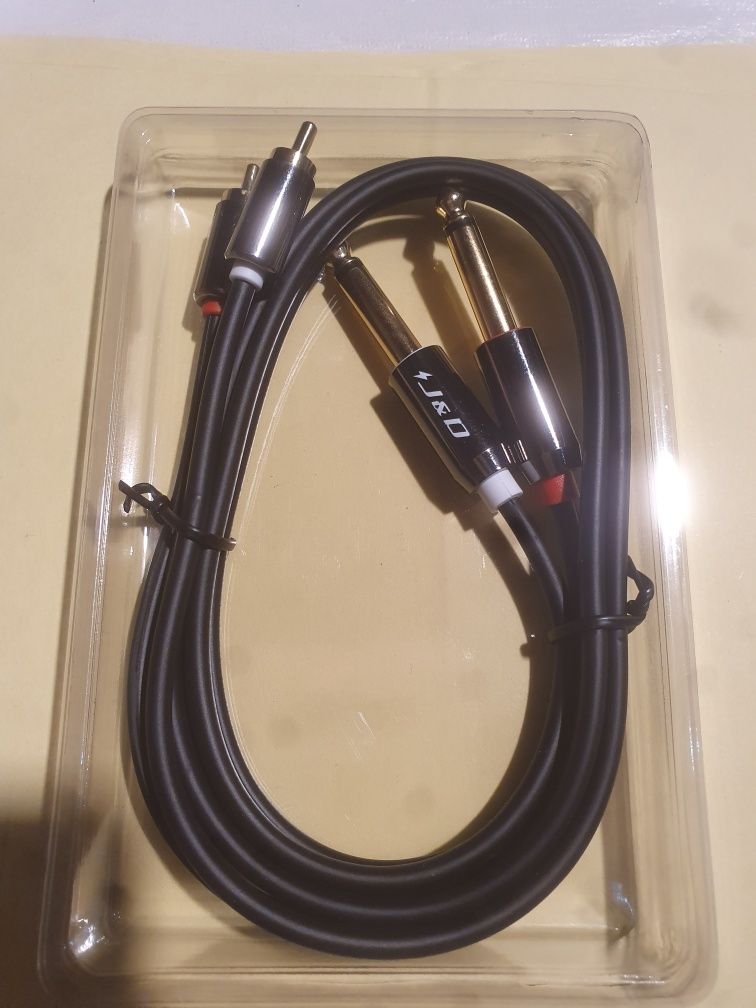 Kabel J&D 2 x 6,35 mm na 2RCA, pozłacany [miedziana obudowa] [Heavy Du