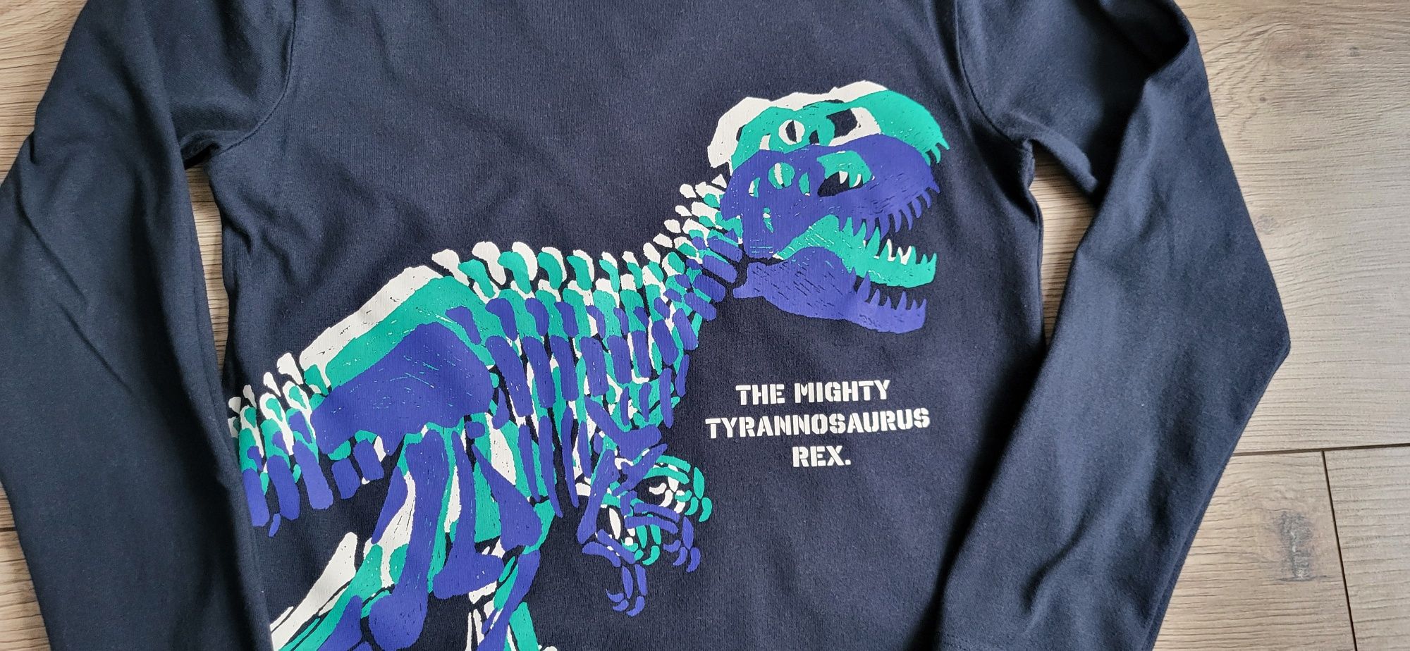 H&M koszulka z długim rękawem z dinozaurem, rozm. 122/128