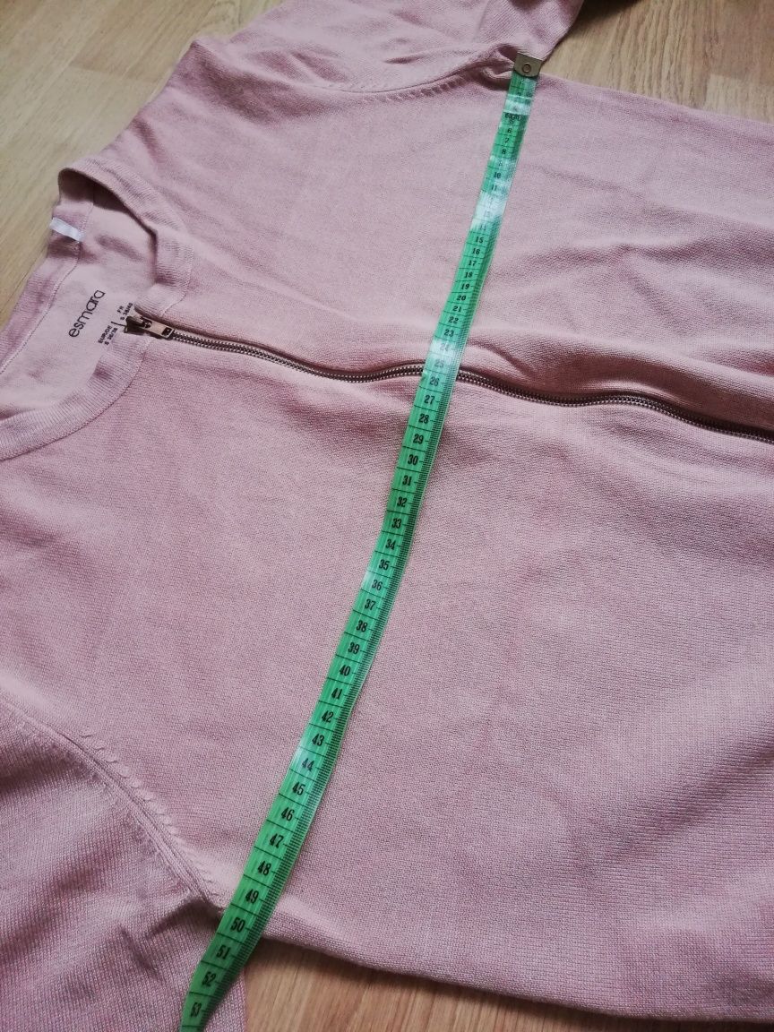 Sweter zapinany na zamek S M 36 38 brudny róż krótki kardigan bomber