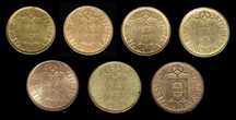 Série de 7 moedas de 1$00 níquel-latão - Portugal - 1986 a 1992