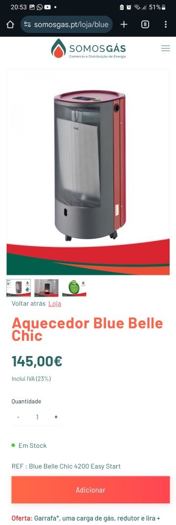 Vendo aquecedor a gás