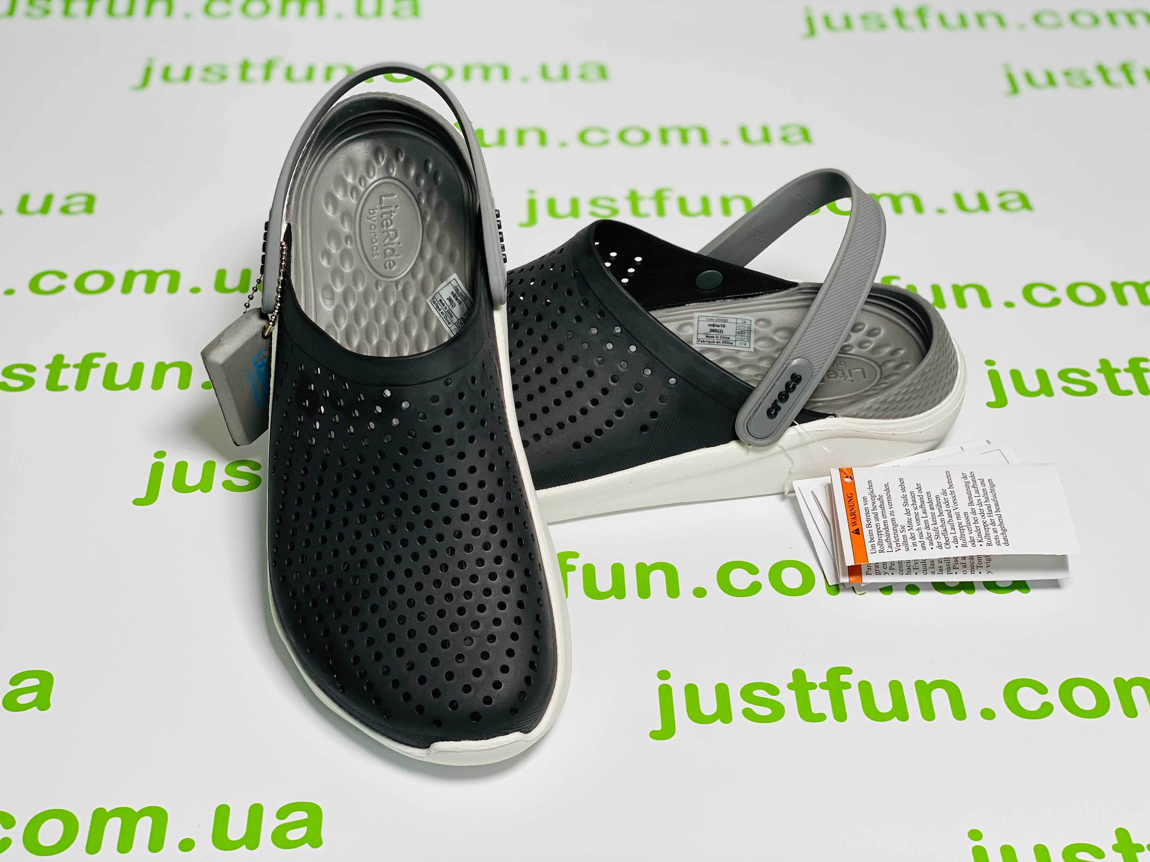 Crocs LiteRide Clog BlackSmoke кроксы мужские черные оригинал 36-44