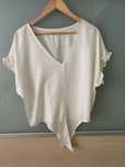 Top, bluzka, tshirt ecru Reserved 40