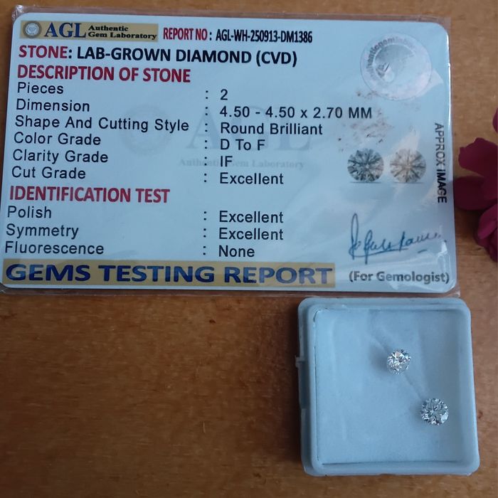 Diamantes. CVD – 4,5 mm Certificados