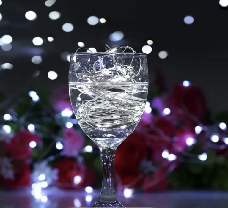 Lampki Led bialy zimny światełka ozdobne 5 metrów 50 sztuk lampek