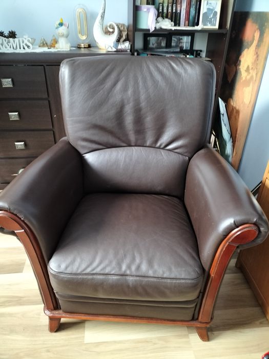 Kanapa+fotel skóra naturalna.