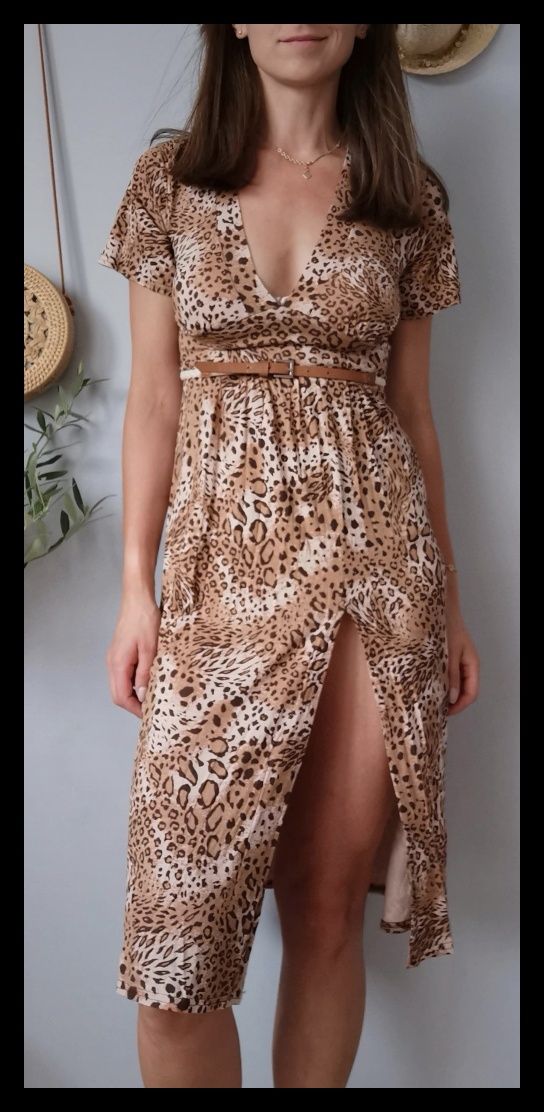 Nowa!Sukienka cętki tygrysek animal print (S/36)