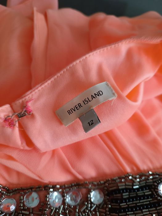 Sukienka damska elegancka River Island 40 L zwiewna koralowa imprezowa