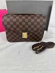 Torba Louis Vuitton metis skórzana brąz Damier Ebene logowana premium