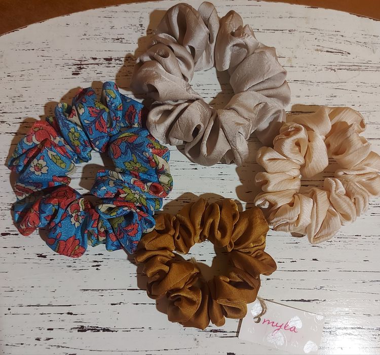 Scrunchies jedwabne,  jedwab naturalny morwowy 4 sztuki