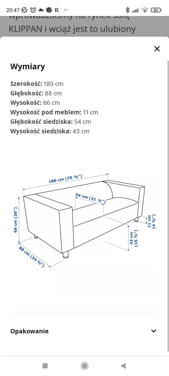 Kanapa Klippan Ikea
KLIPPAN
Rama sofy 2-siedzeniowej