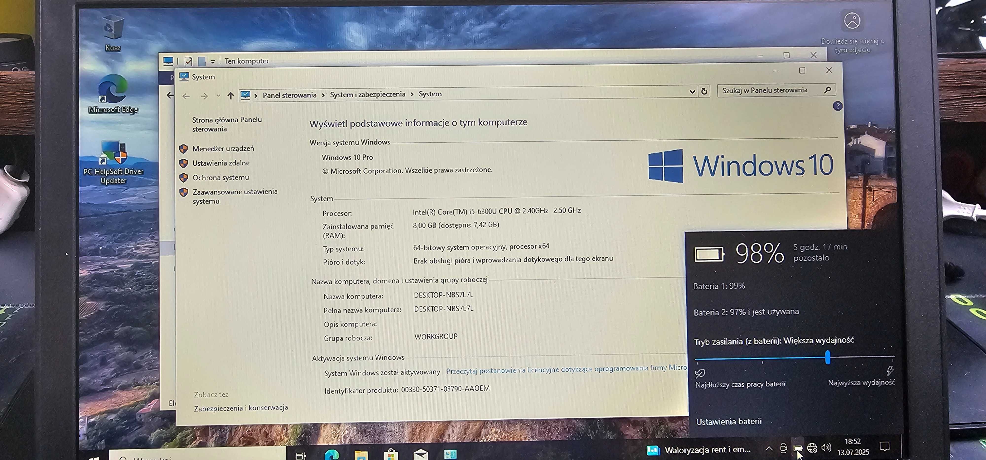 Lenovo Led/HD+/Win10pro/4G-LTE/Ram8/1TB SSD/WiFi/HDMI/BAT 3 Godzin