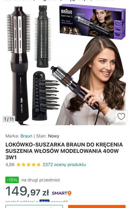 Suszarko lokówka braun 400W 3 in1