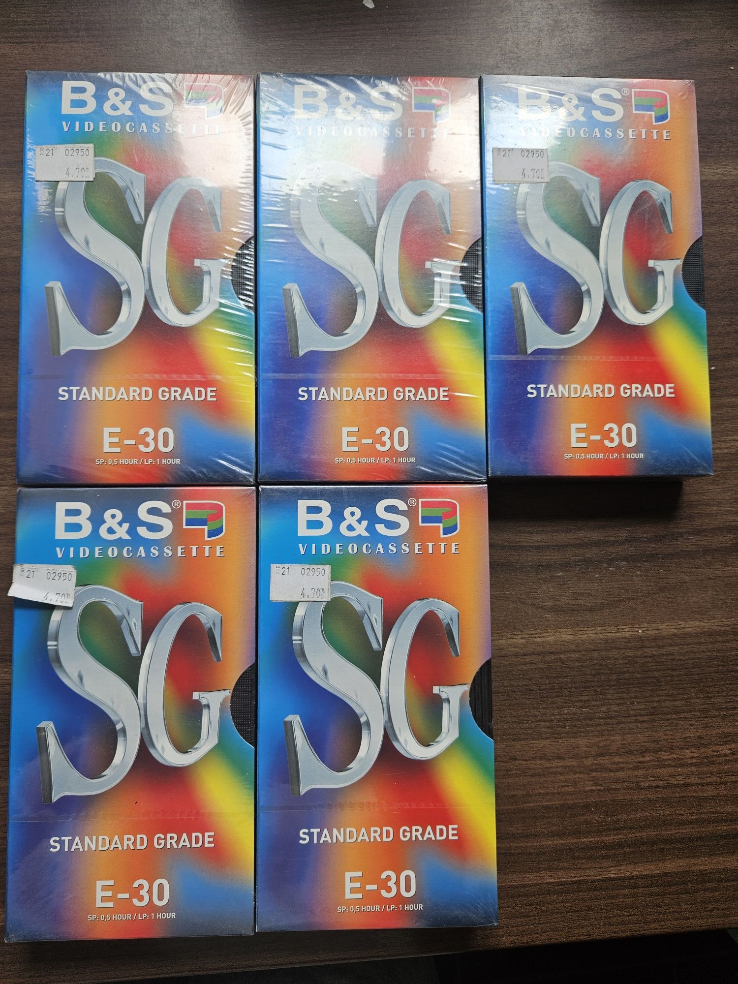 Kasety video B&S Standart Grade E 30 5 szt, nowe!