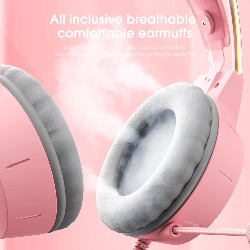 Наушники игровые Onikuma Gaming Headset X15 Pro with Cat Ear (pink)