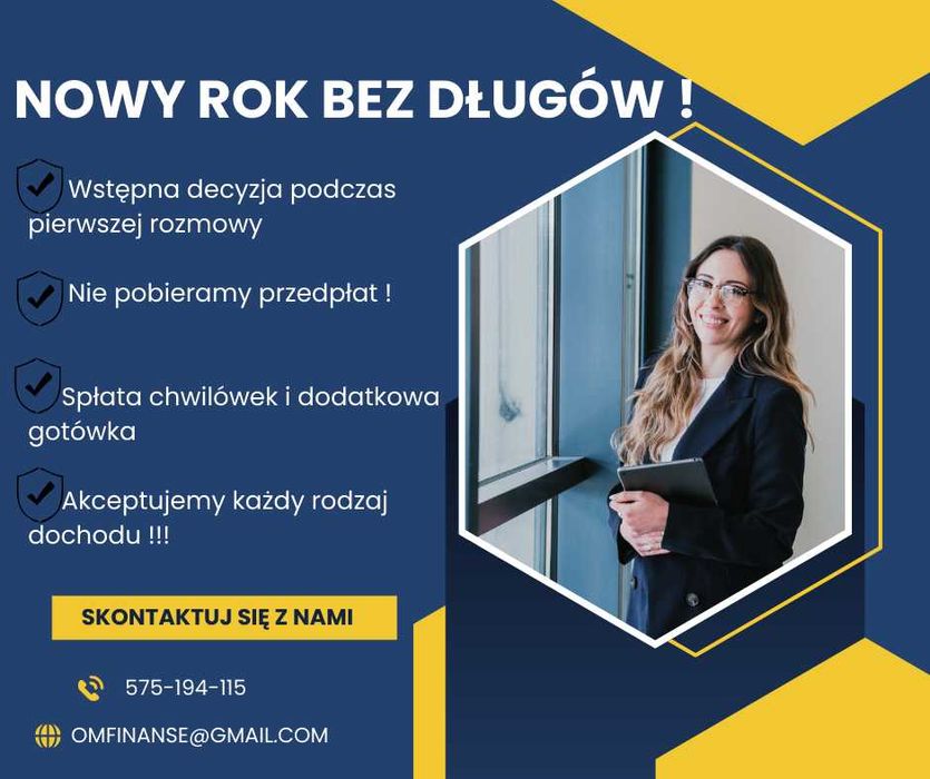 Pożyczka na spłatę chwilówek, komornika ,kredyt bankowy bez zdolności