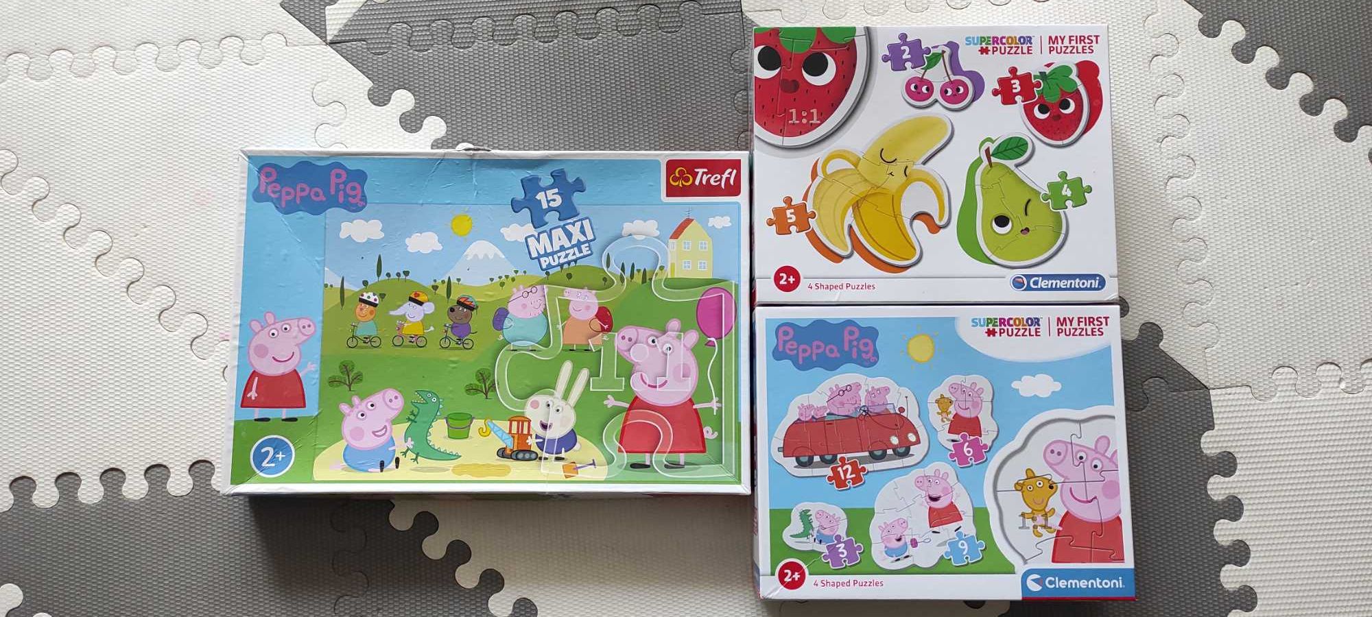 Zestaw 3 sztuk puzzle 2+ Peppa, owoce