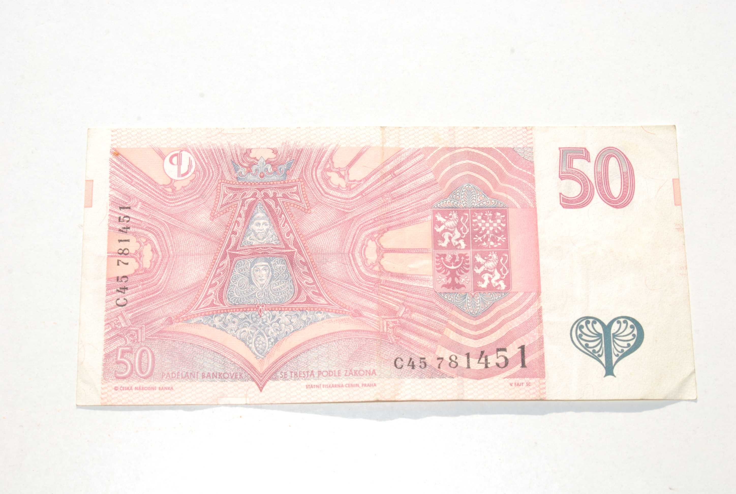 Stary banknot 50 koron Czeskich Czechy 1997 unikat