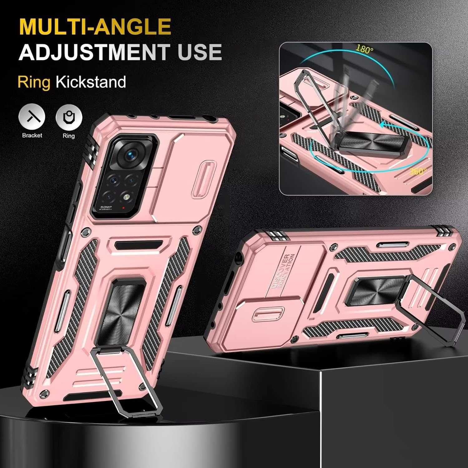 Asuwish etui pancerne Xiaomi Redmi Note 11 / 11S 4G osłona aparatu róż