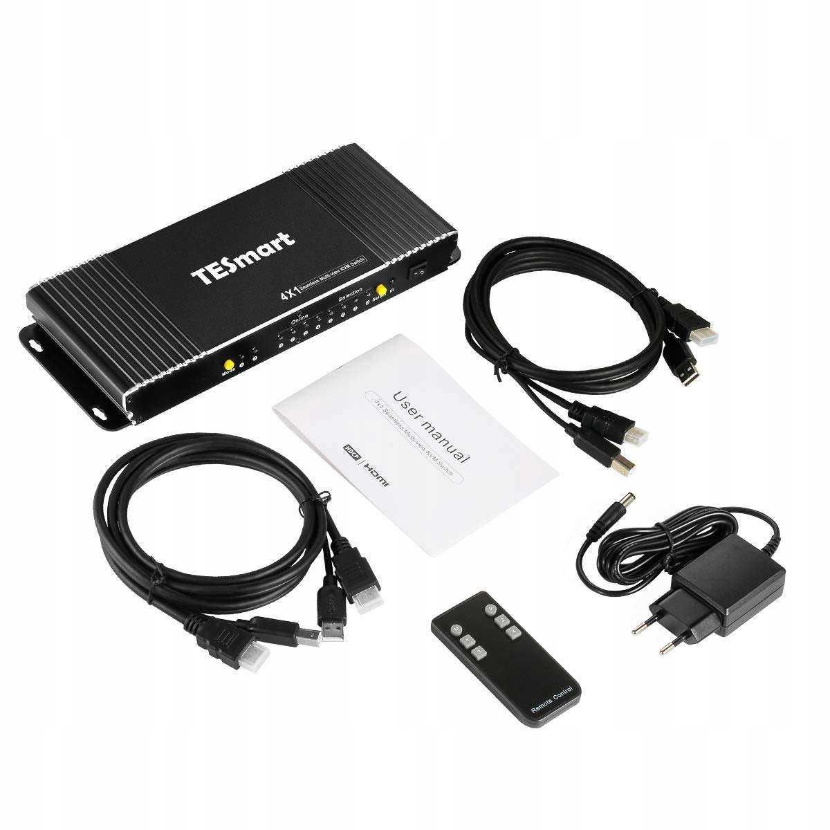 Przełącznik KVM switch Full HD 1080P 4x1 HDMI USB 2.0