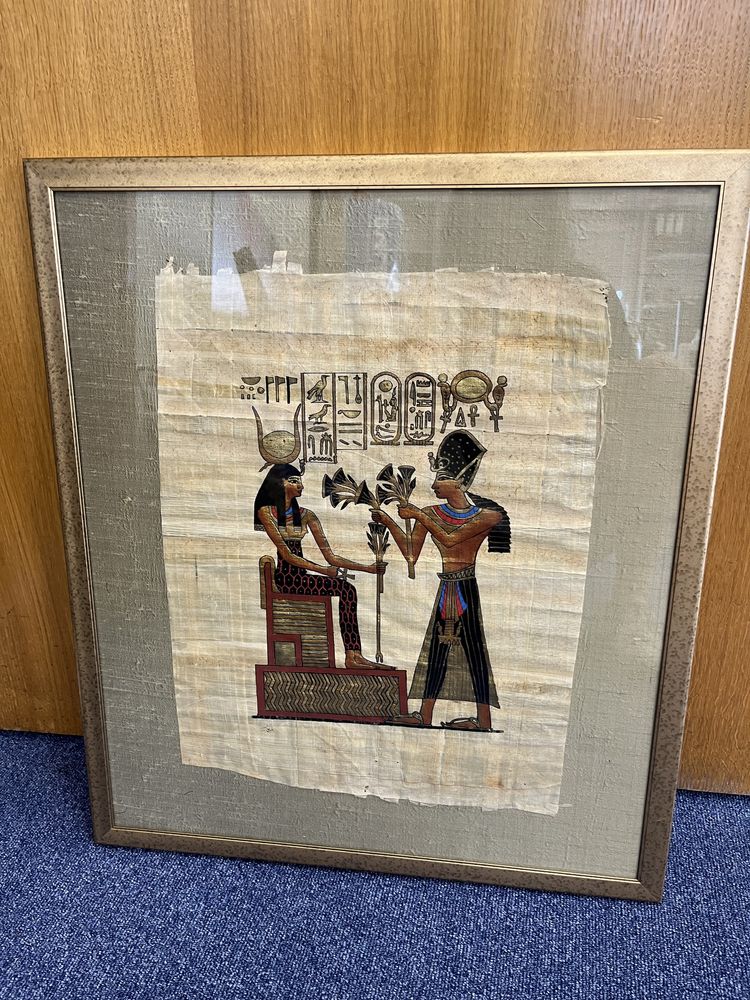 Obraz w styli egipskim papirus w oprawie
