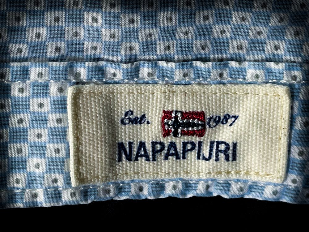 Super Tanio! «Napapijri» Nowa Męska Koszula Biała Niebieska / L