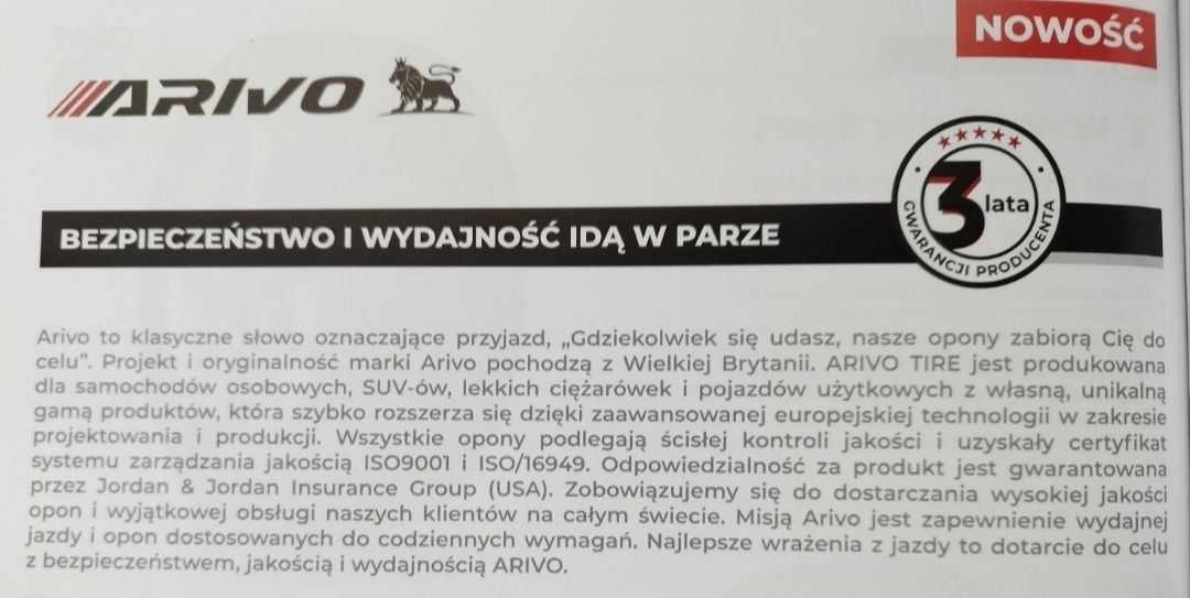 Nowe Opony Letnie Arivo Premio ARZ5 215/55/R17, 94W OKAZJA