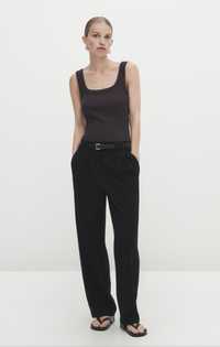 Massimo Dutti, чорні, прямі, широкі брюки, штани, евр. 42, л, хл, L,XL