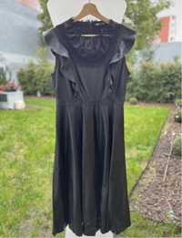 Vestido Zara midi em napa/ecopele com renda e folhos