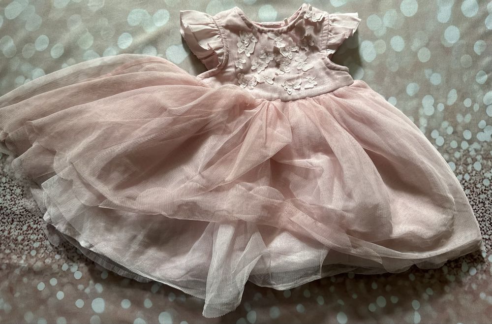 Elegancka sukienka tiulowa z motylkami Early Days 0–3 miesiące