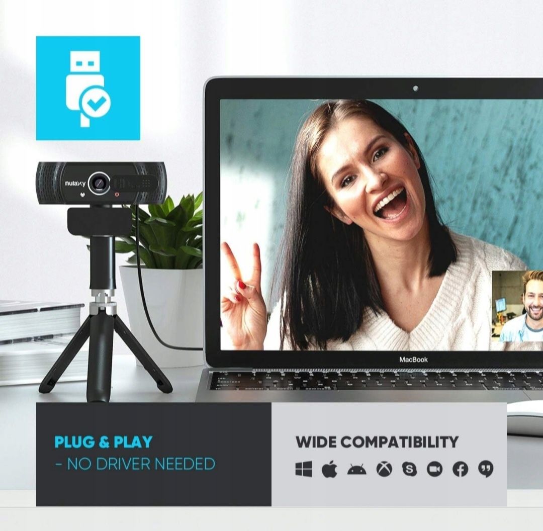 Kamera Internetowa USB z Mikrofonem, HD 1080p z Osłoną Prywatności