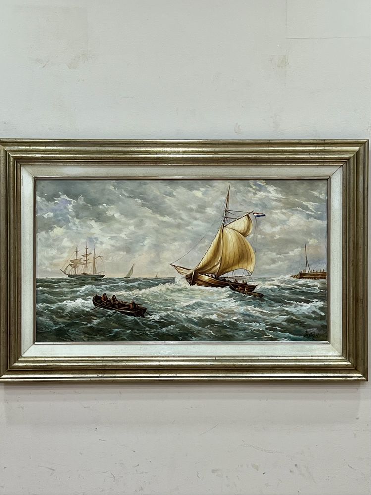 Картина   Старинная.  «Морской пейзаж».Европейская  Живопись