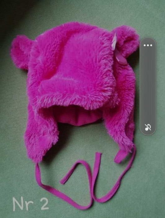 r. 92 Czapka zimowa z uszami różowa 49-52 cm