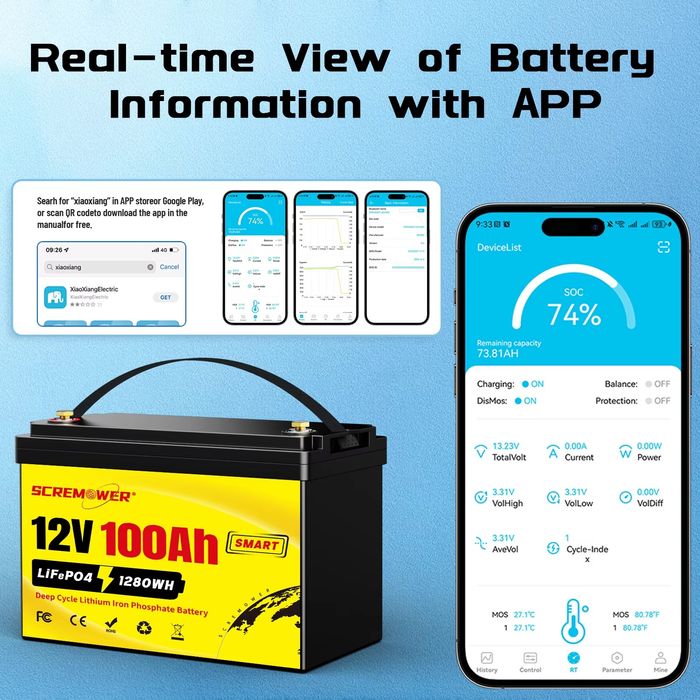 Akumulator Moseworth LifePo4 12v 100Ah Bms BT JBD