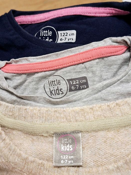 Zestaw 3 bluzki długi rękaw i sweterek 122  6-7 lat